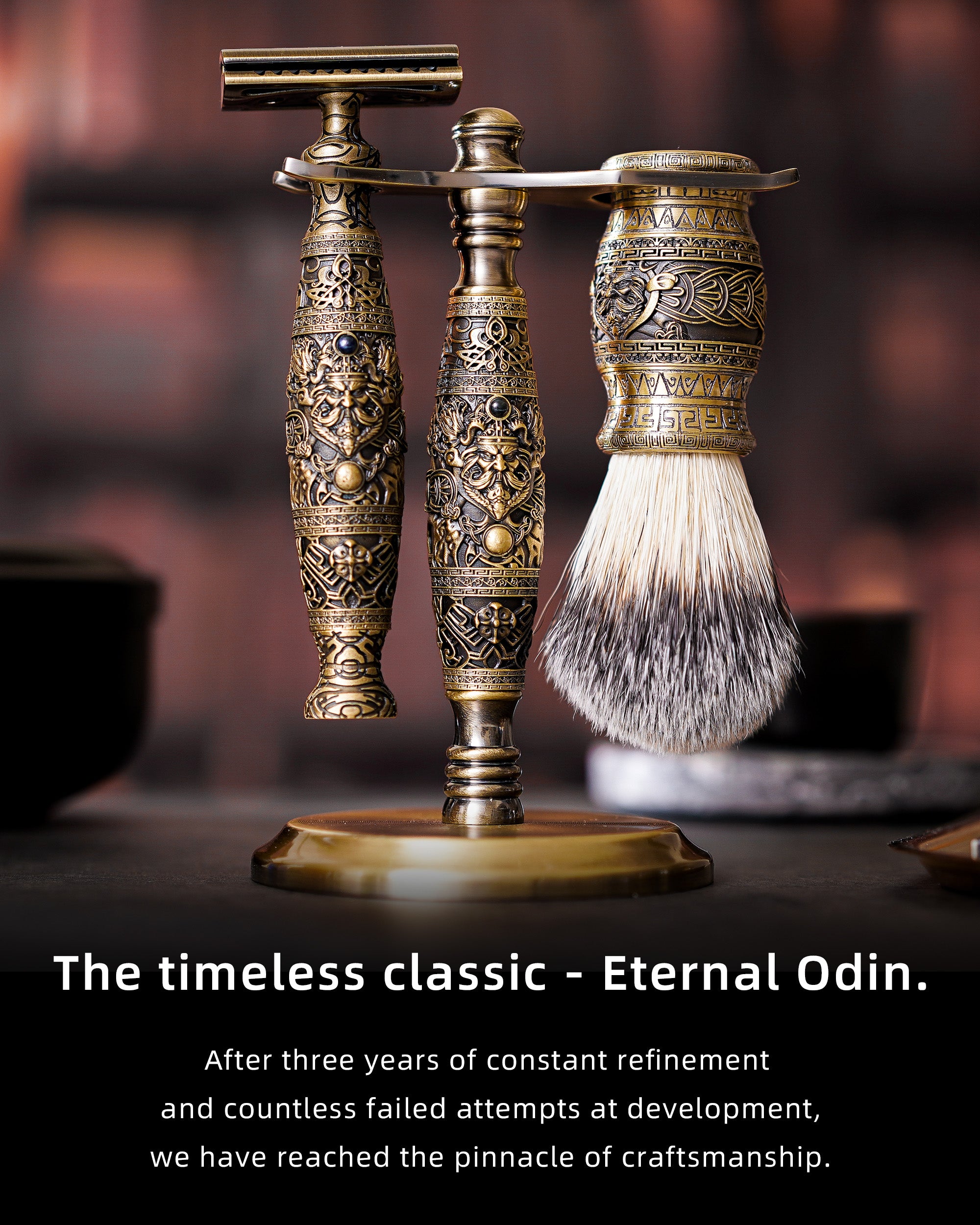 Odin：Double Edge Safety Razor,The Ultimate Tool with a Unique Design,Exquisite Engravings with Natural Blue Sapphires,Perfectly engraved handle using etching techniquehandle for the Best Grip.the pinnacle of craftsmanship,men gift set