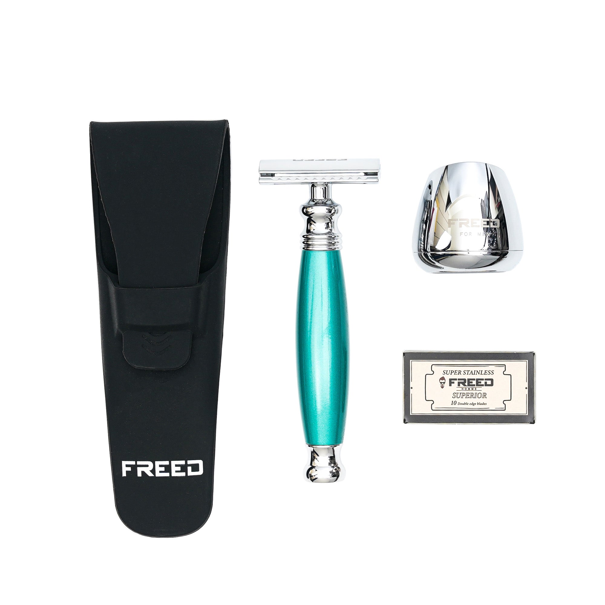 FREED TRAVEL FOUR-PIECE SAFETY RAZOR GIFT SET - Green Lake