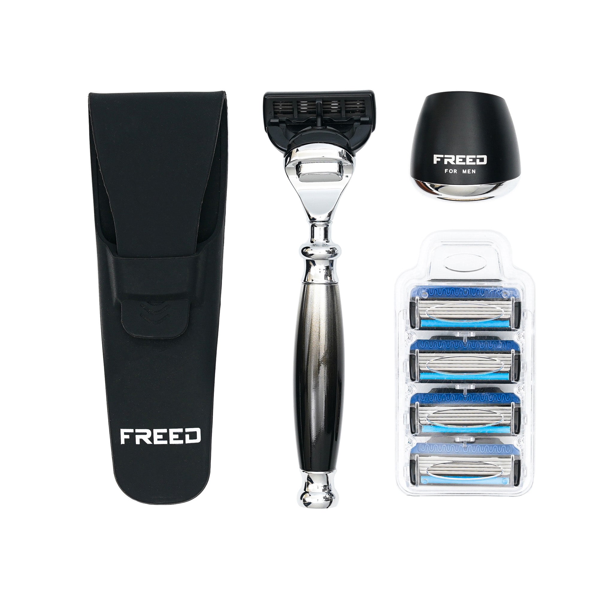 FREED FIVE-BLADE SAFETY RAZOR FOUR PIECES TRAVEL SET - HADES