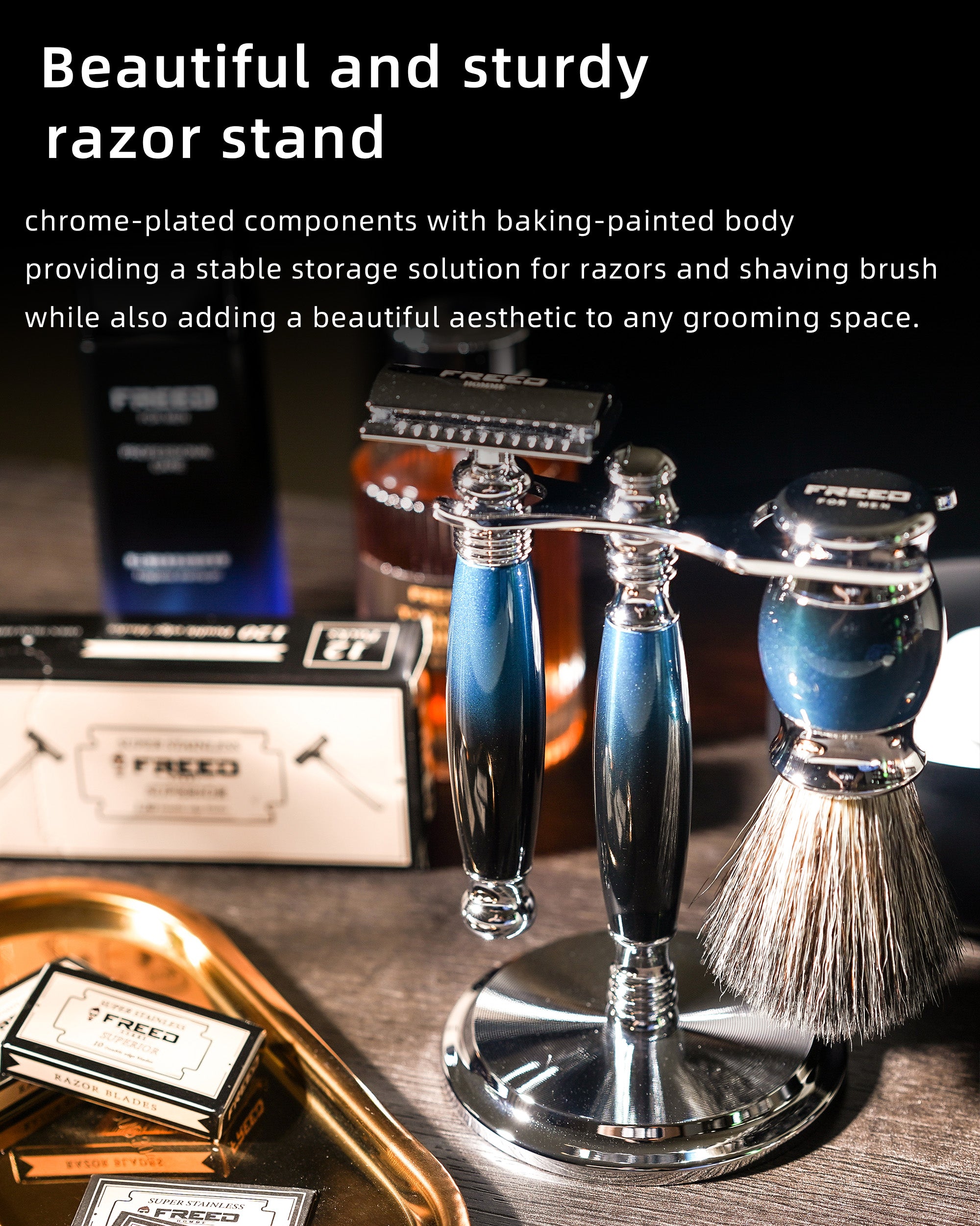 FREED LUXURY FOUR-PIECE SHAVING SET FOR MEN - Galaxy Blue