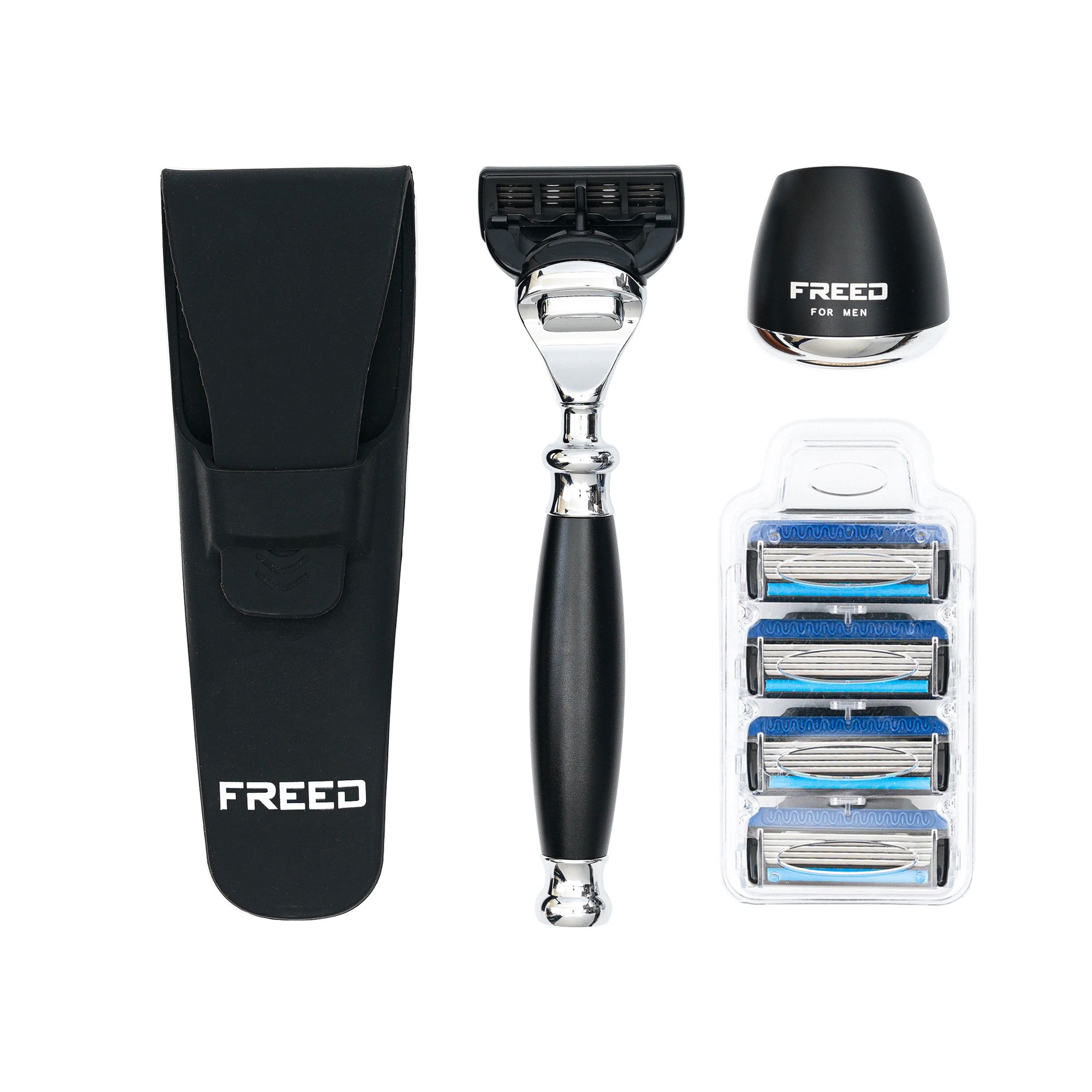 FREED Five-Blade Safety Razor Four Pieces Travel Set - black