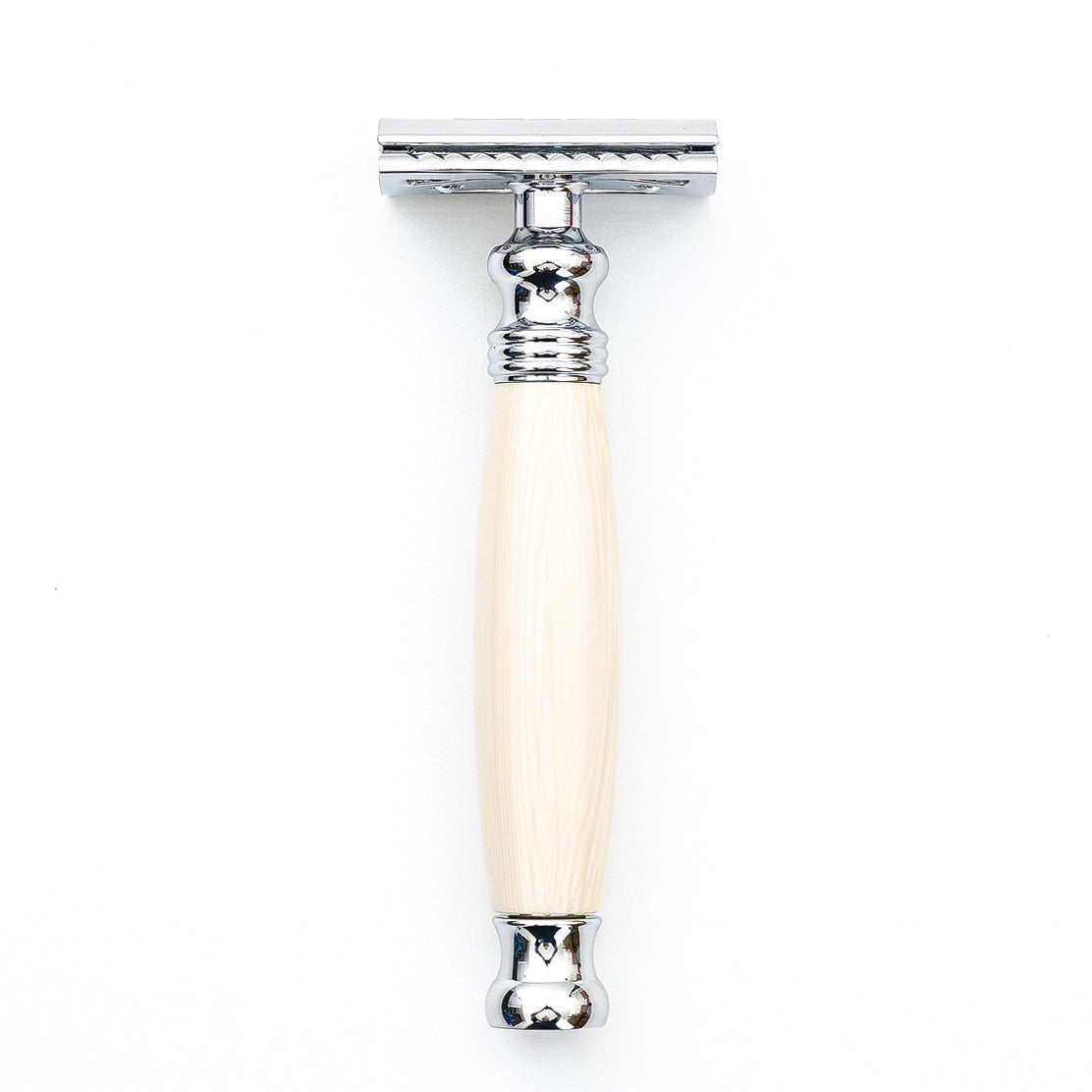 FREED Double Edge Safety Razor Single Handle with a Box of 10 Blades-  Ivory White