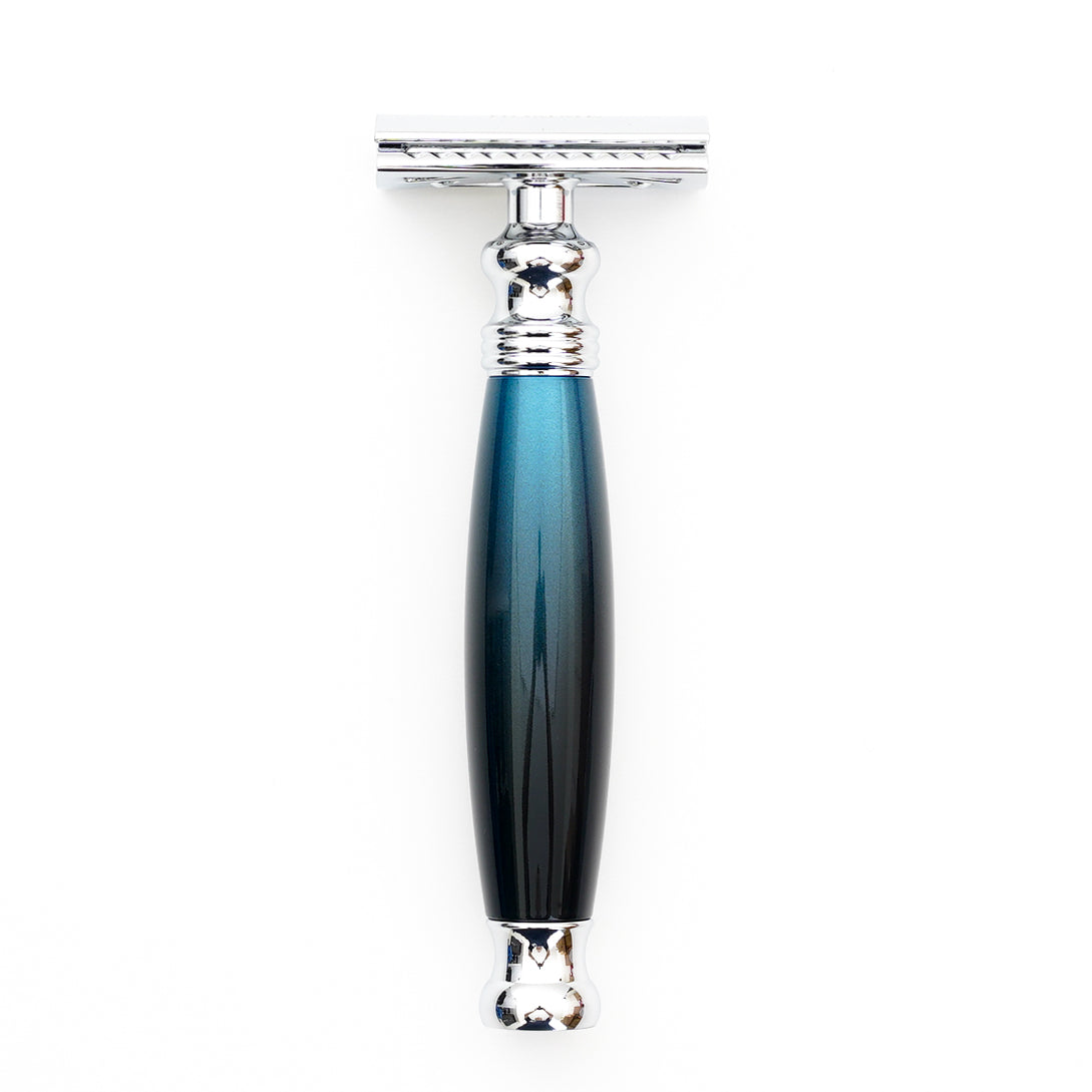 FREED DOUBLE EDGE SAFETY RAZOR SINGLE HANDLE WITH A BOX OF 10 BLADE - GALAXY BLUE