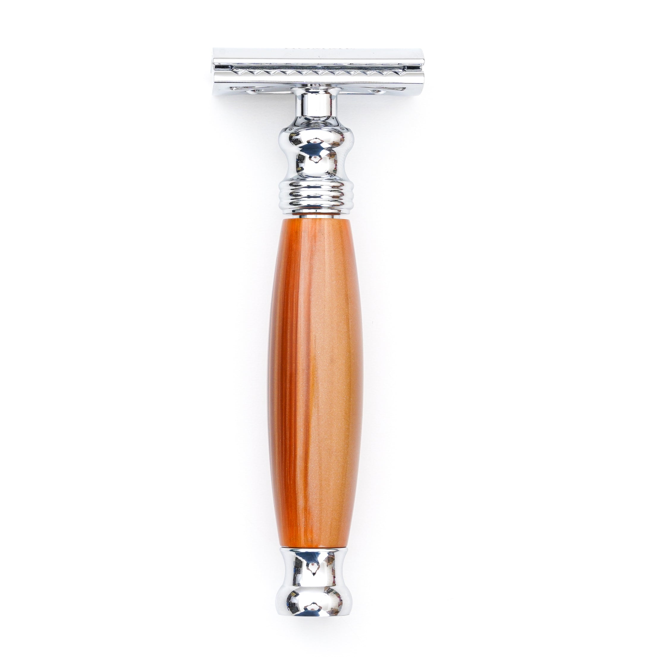 FREED Double Edge Safety Razor Single Handle with a Box of 10 Blade - AMBER