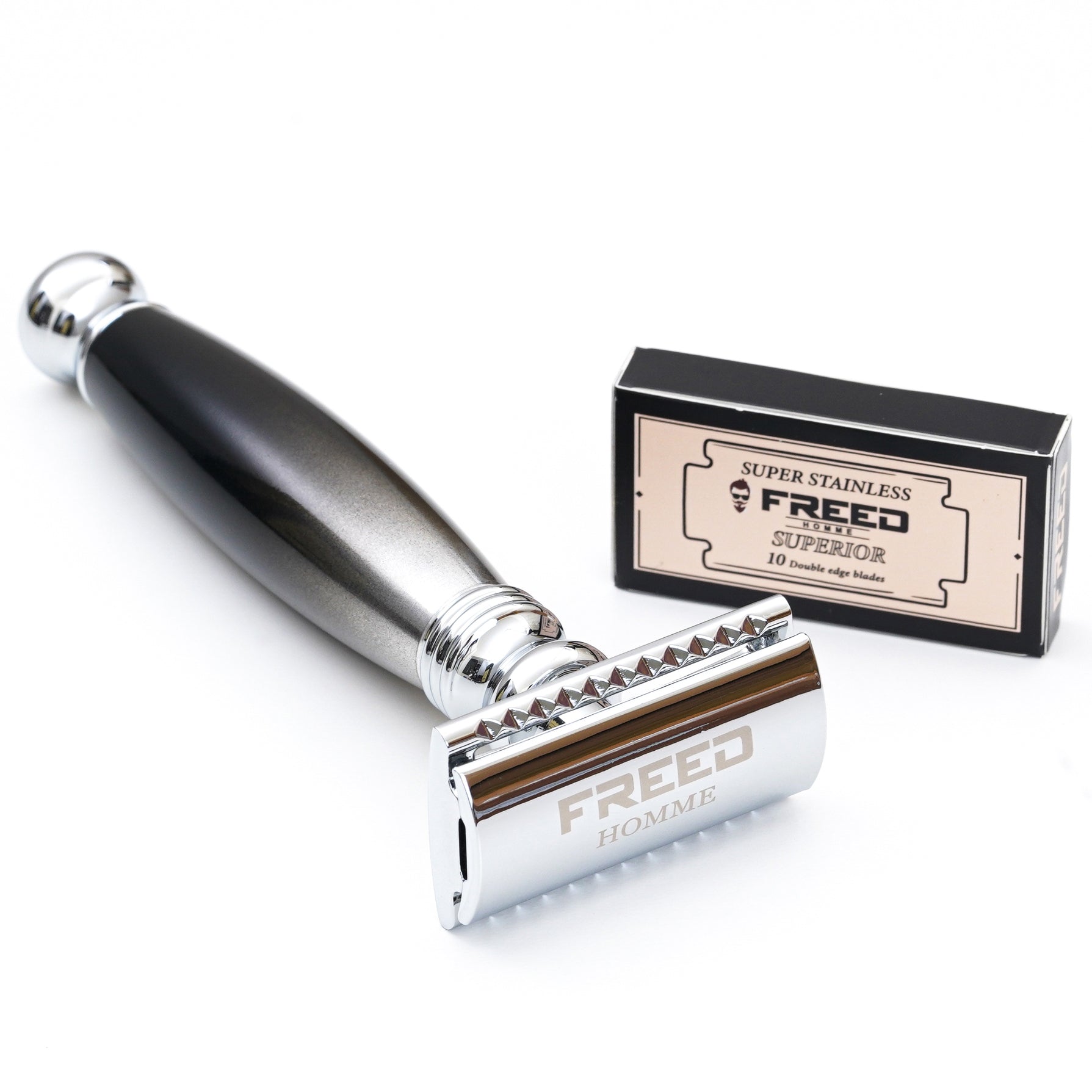 FREED DOUBLE EDGE SAFETY RAZOR SINGLE HANDLE WITH A BOX OF 10 BLADE - HADES