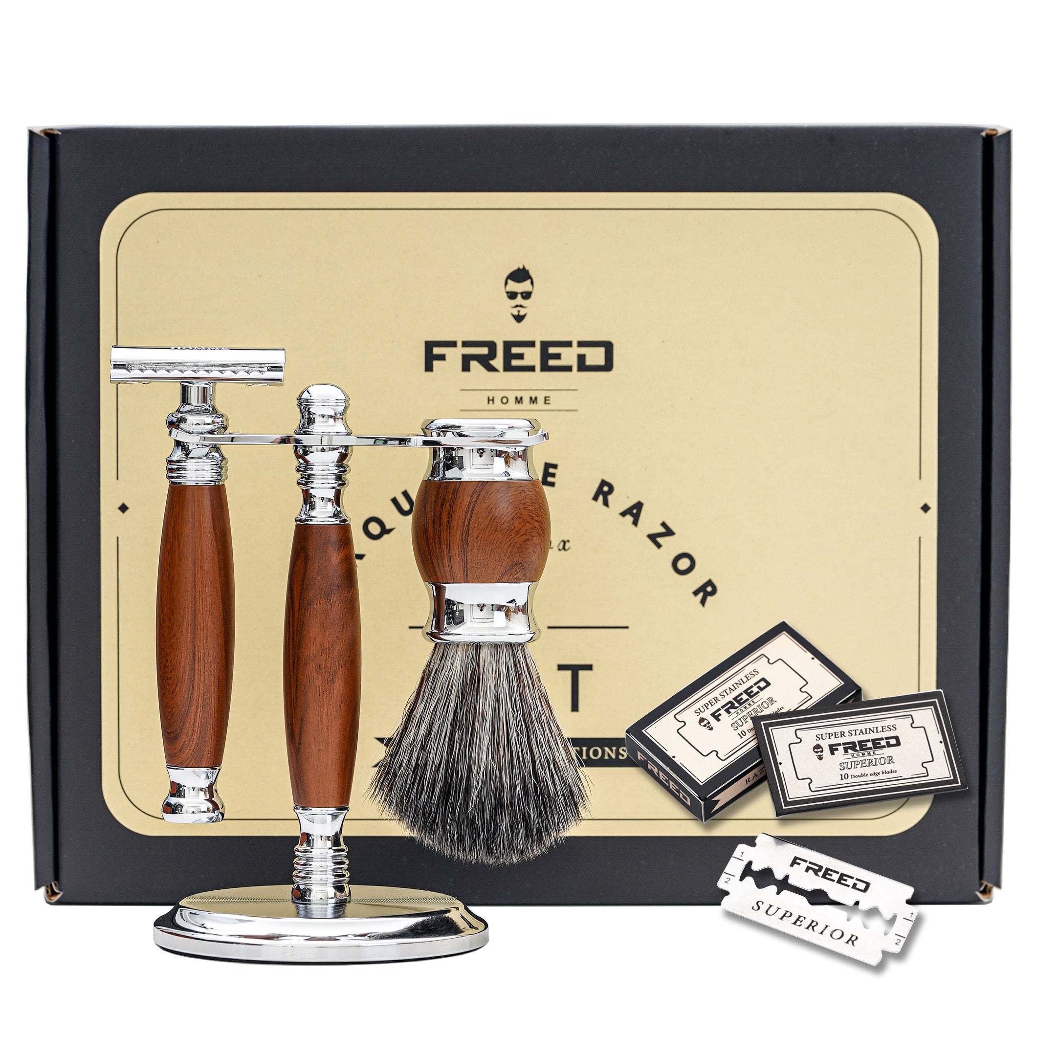 FREED Luxury Four-Piece Shaving Set for Men - NutBrown