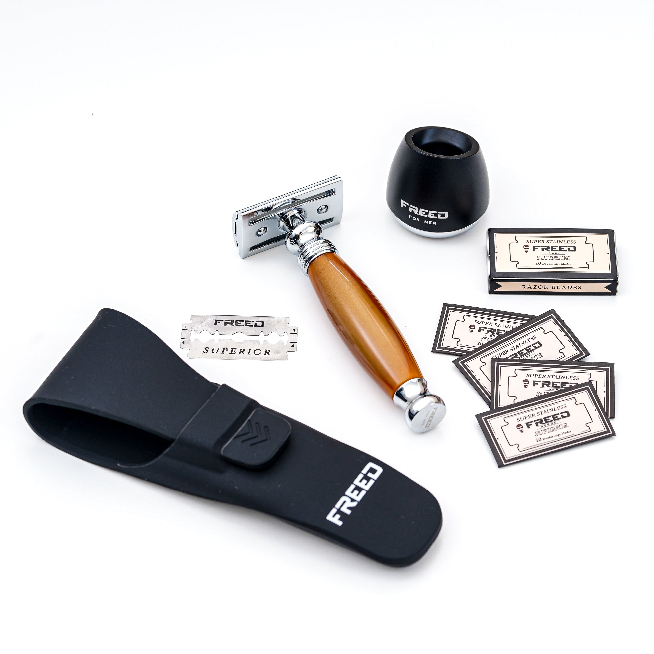 FREED Travel Four-Piece Safety Razor Gift Set - AMBER