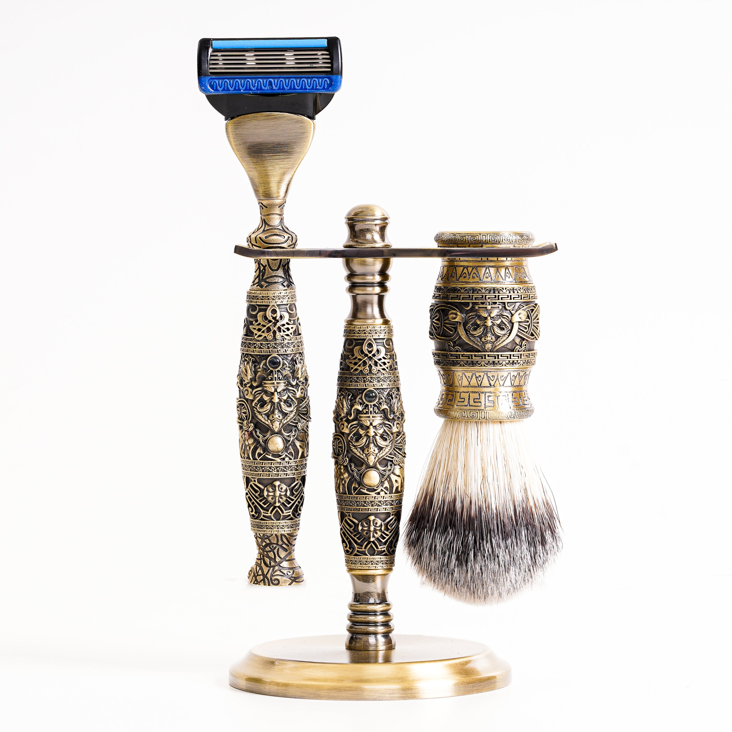 FREED Odin：5-blade safety razor,The Ultimate Tool with a Unique Design,Exquisite Engravings with Natural Blue Sapphires,Perfectly engraved handle using etching techniquehandle for the Best Grip.the pinnacle of craftsmanship,men gift set