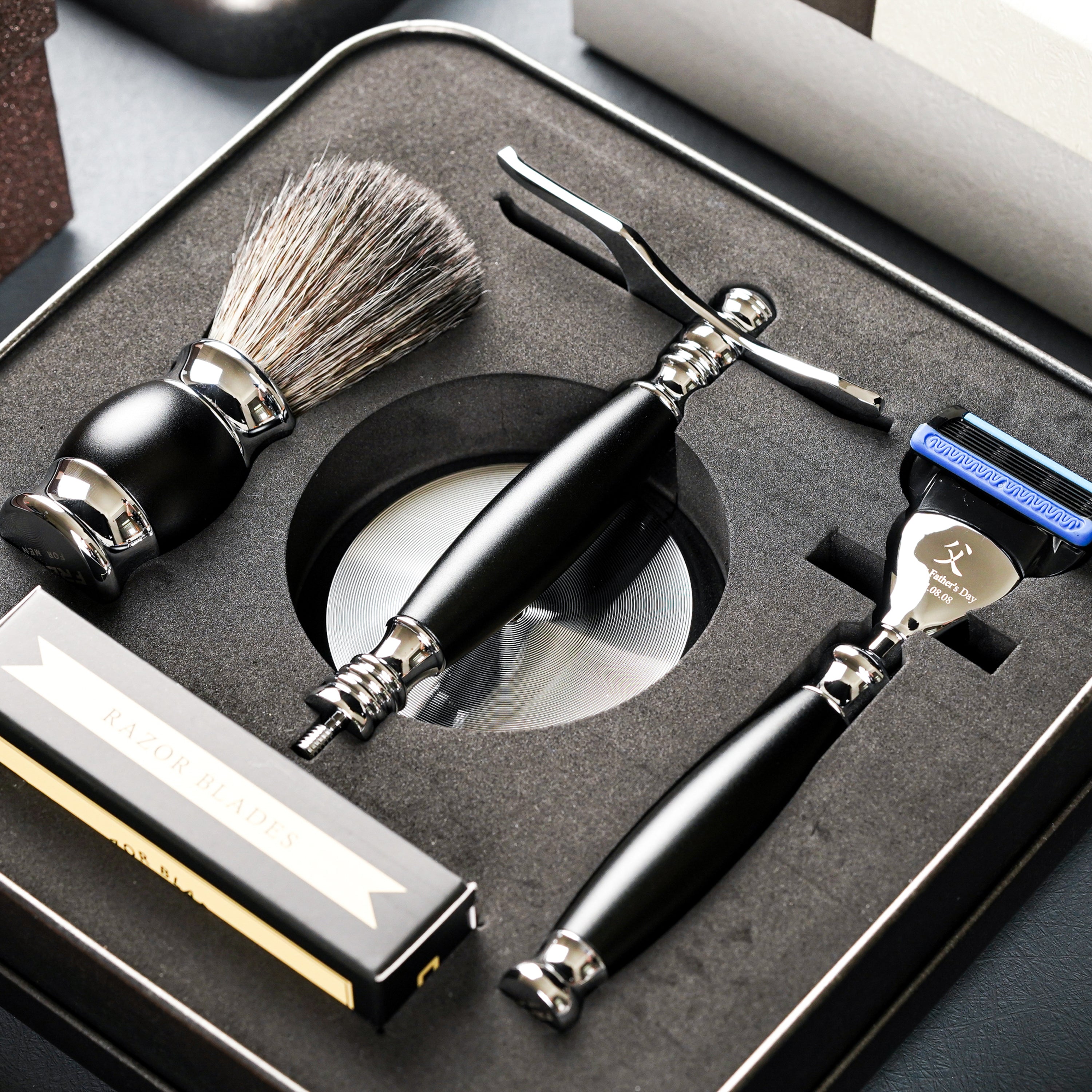 FREED 5-blade safety razor LUXURY  FOUR-PIECE SHAVING SET FOR MEN - black