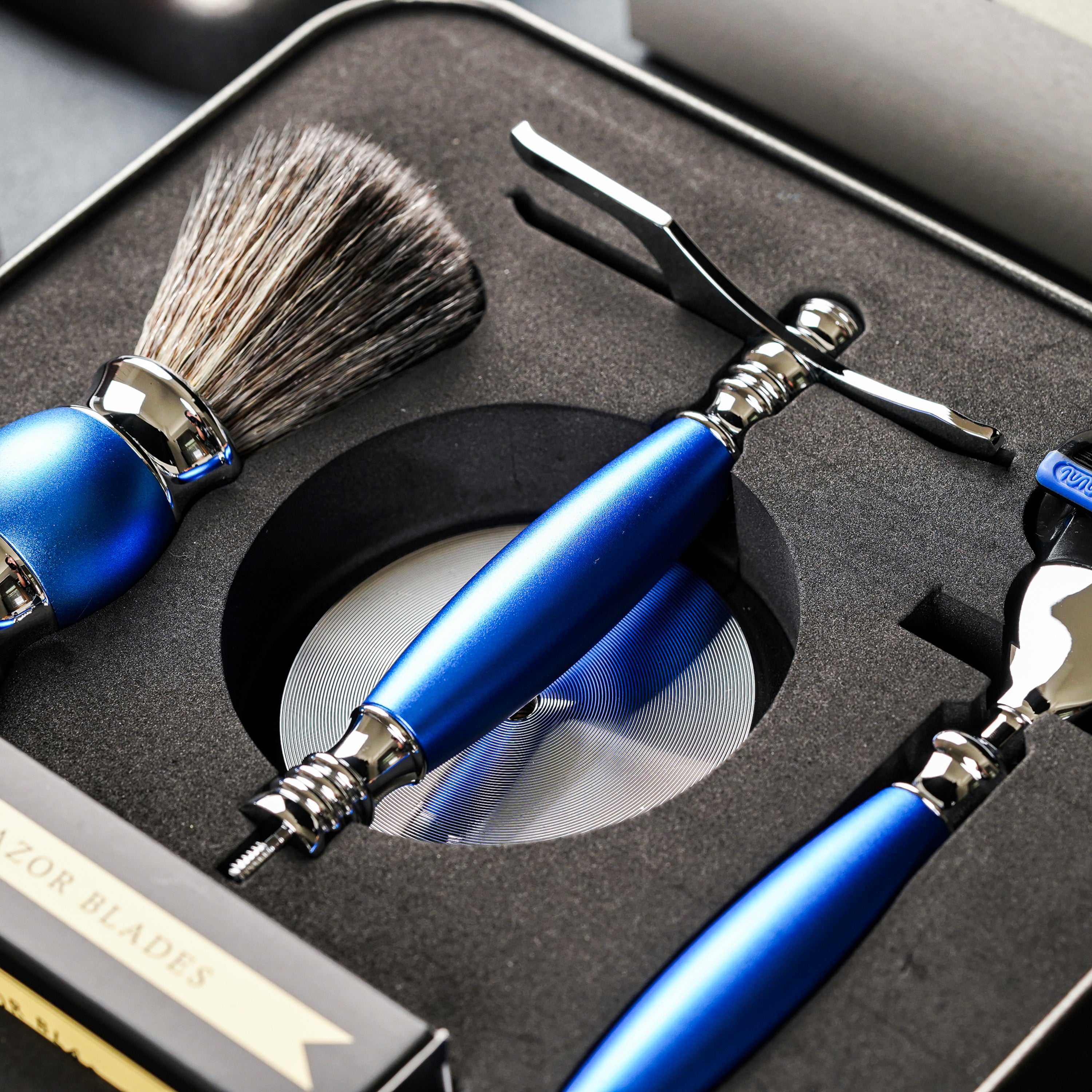 FREED 5-blade safety razor LUXURY  FOUR-PIECE SHAVING SET FOR MEN - Blue