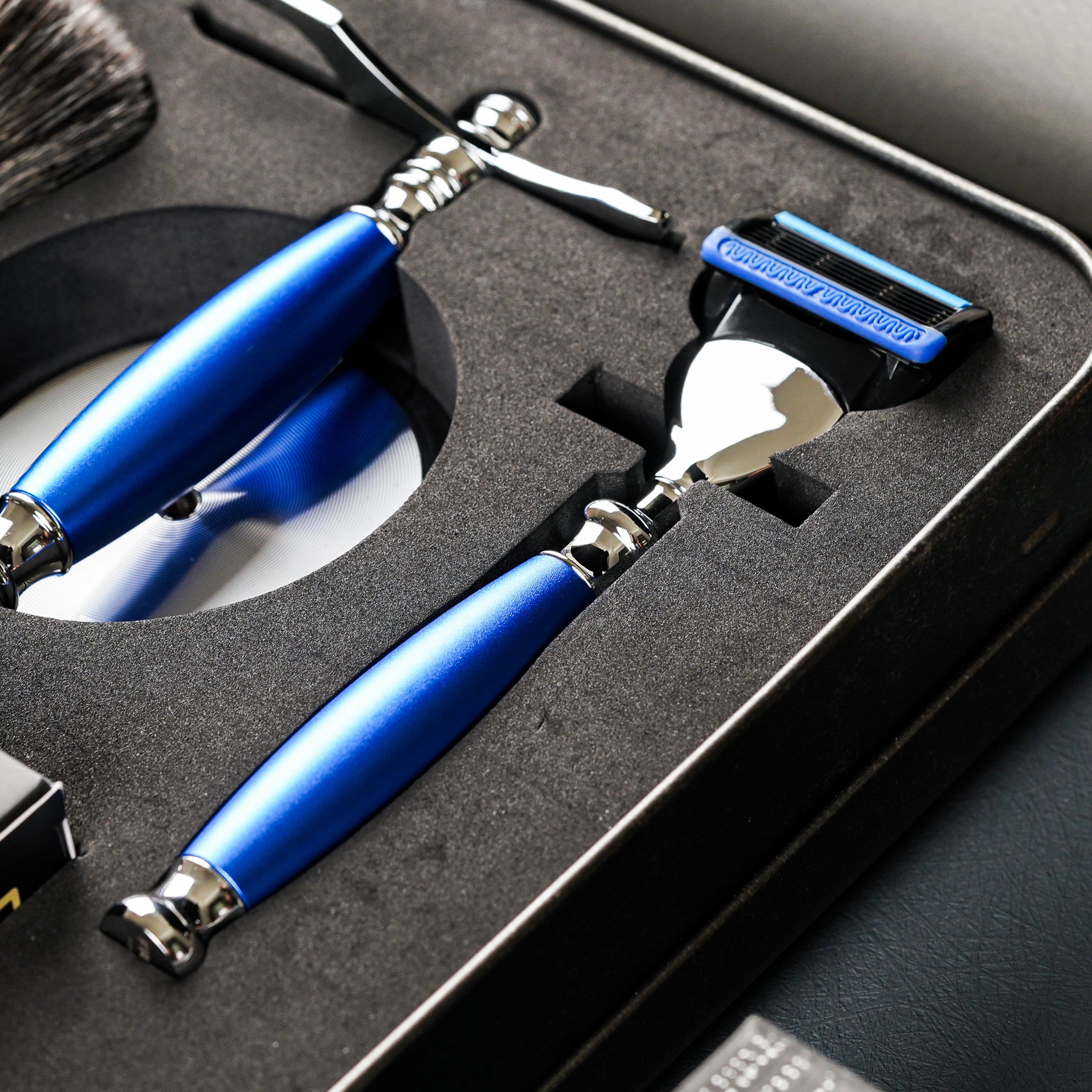 FREED 5-blade safety razor LUXURY  FOUR-PIECE SHAVING SET FOR MEN - Blue