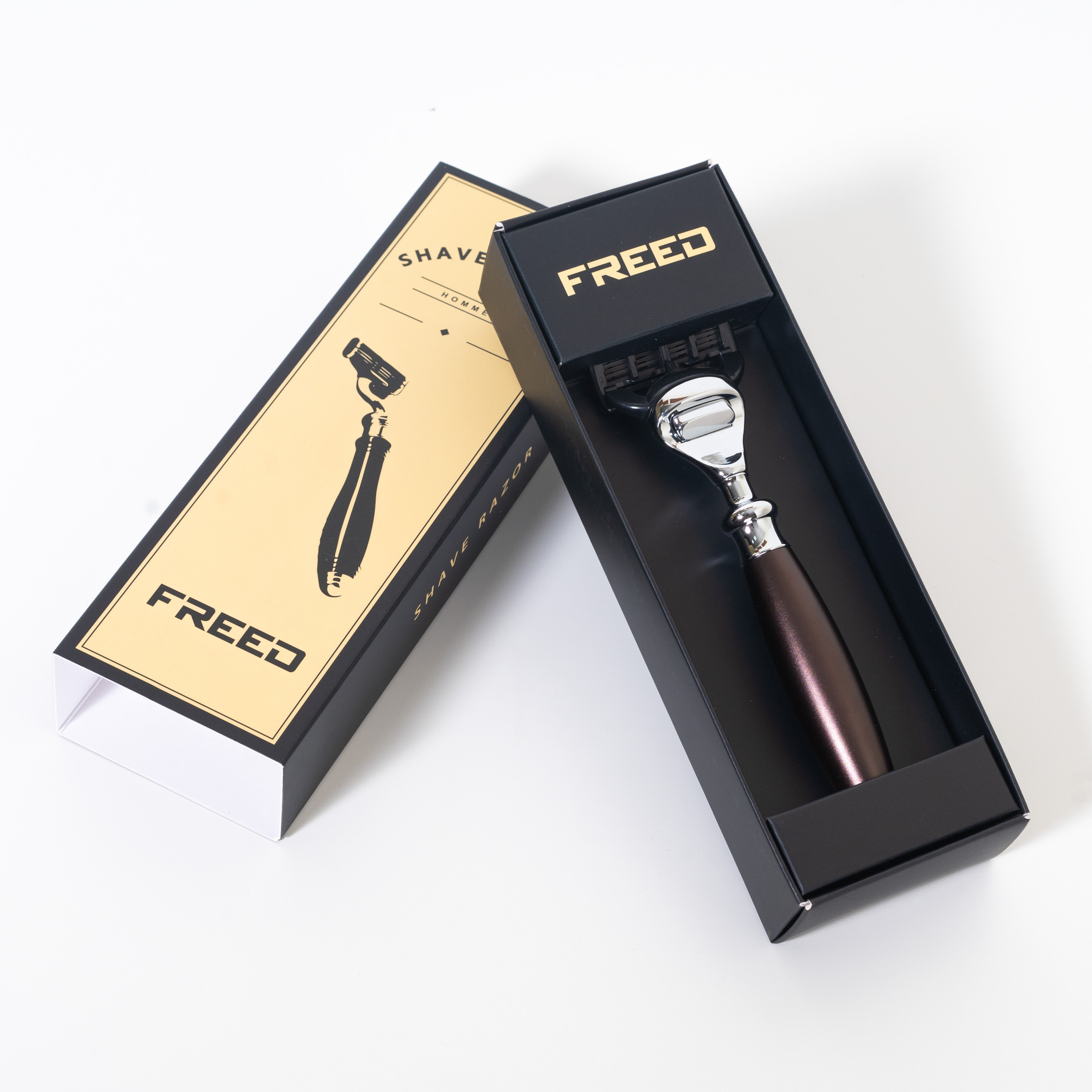 FREED 5-blade safety razor Single Handle with a Blade - SaddleBrown