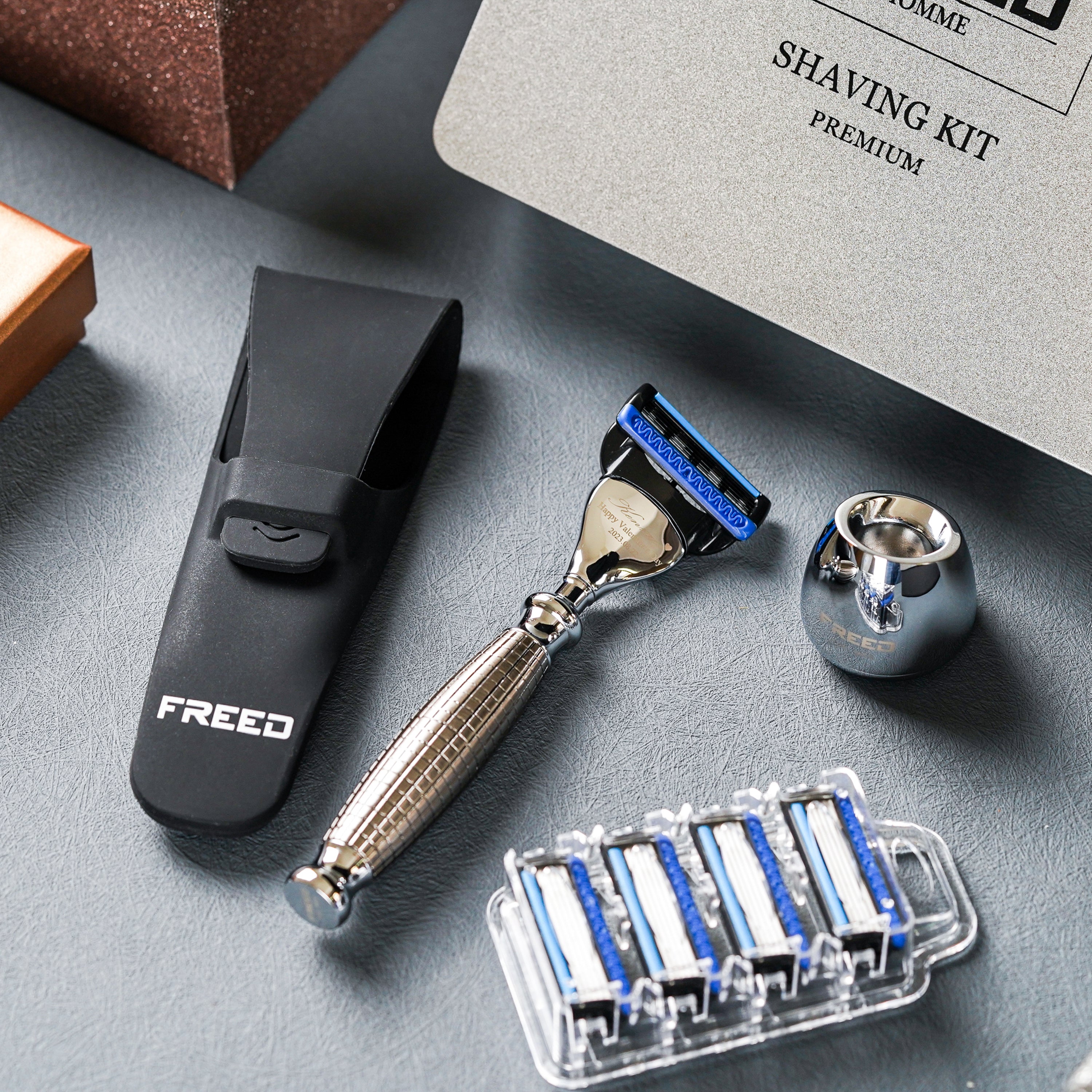 FREED Etching series Five-Blade Safety Razor Four Pieces Travel Set - Grenade style