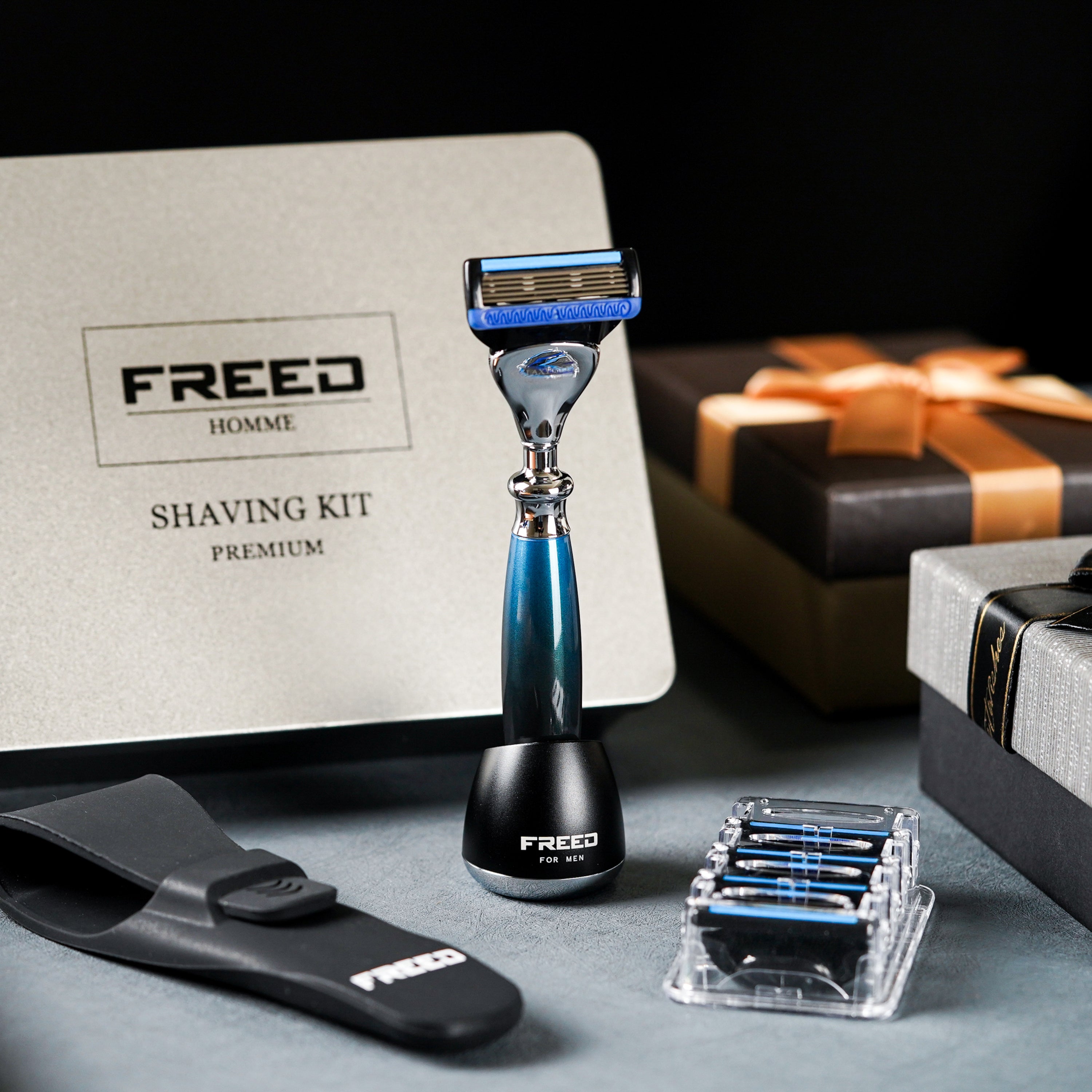 FREED FIVE-BLADE SAFETY RAZOR FOUR PIECES TRAVEL SET - Galaxy Blue