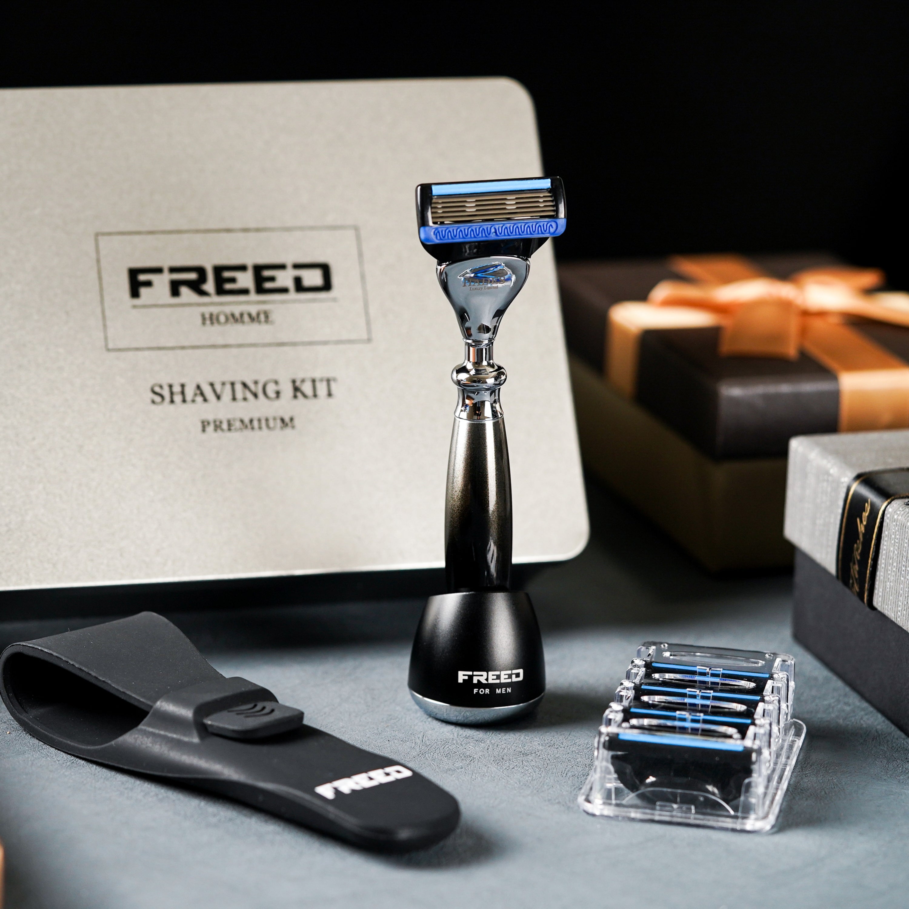 FREED FIVE-BLADE SAFETY RAZOR FOUR PIECES TRAVEL SET - HADES