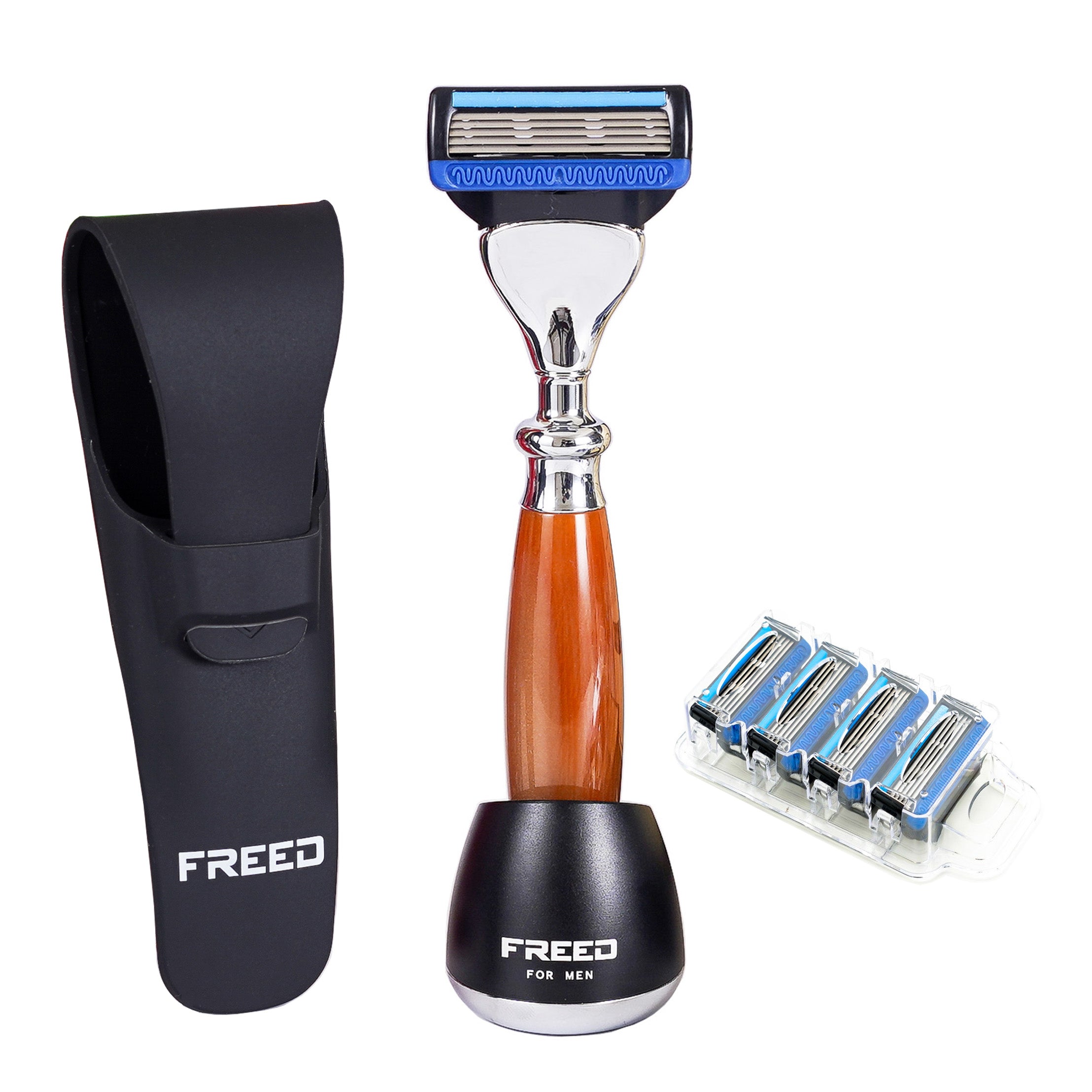 FREED Five-Blade Safety Razor Four Pieces Travel Set - amber