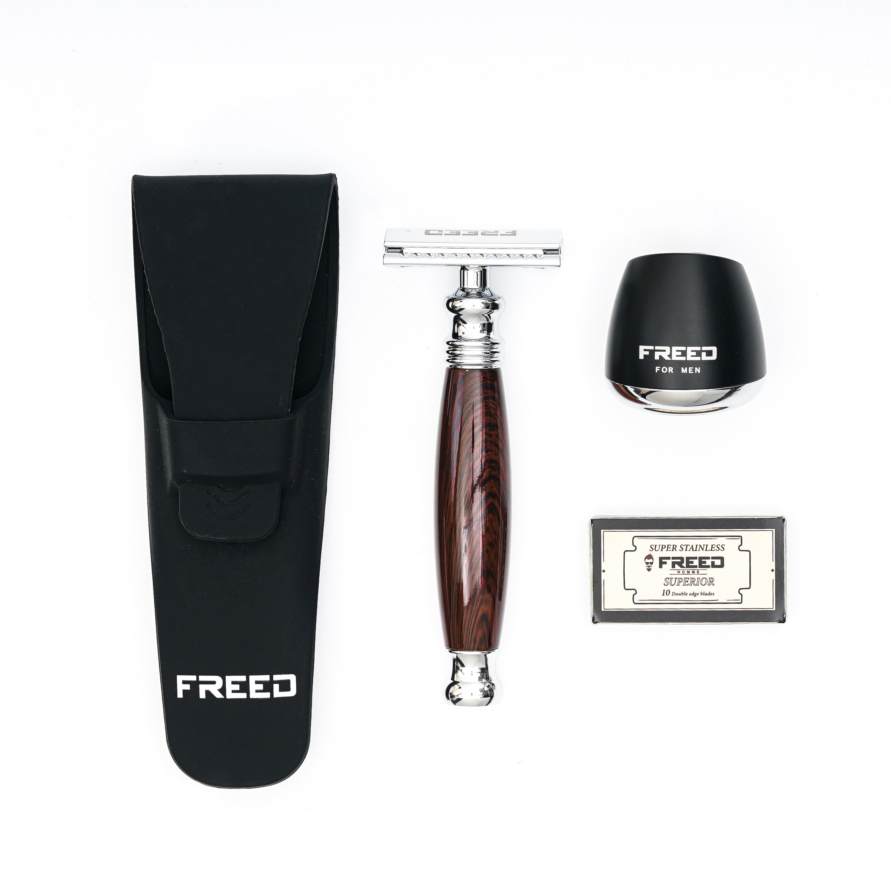 FREED Travel Four-Piece Safety Razor Gift Set - Purplebrown