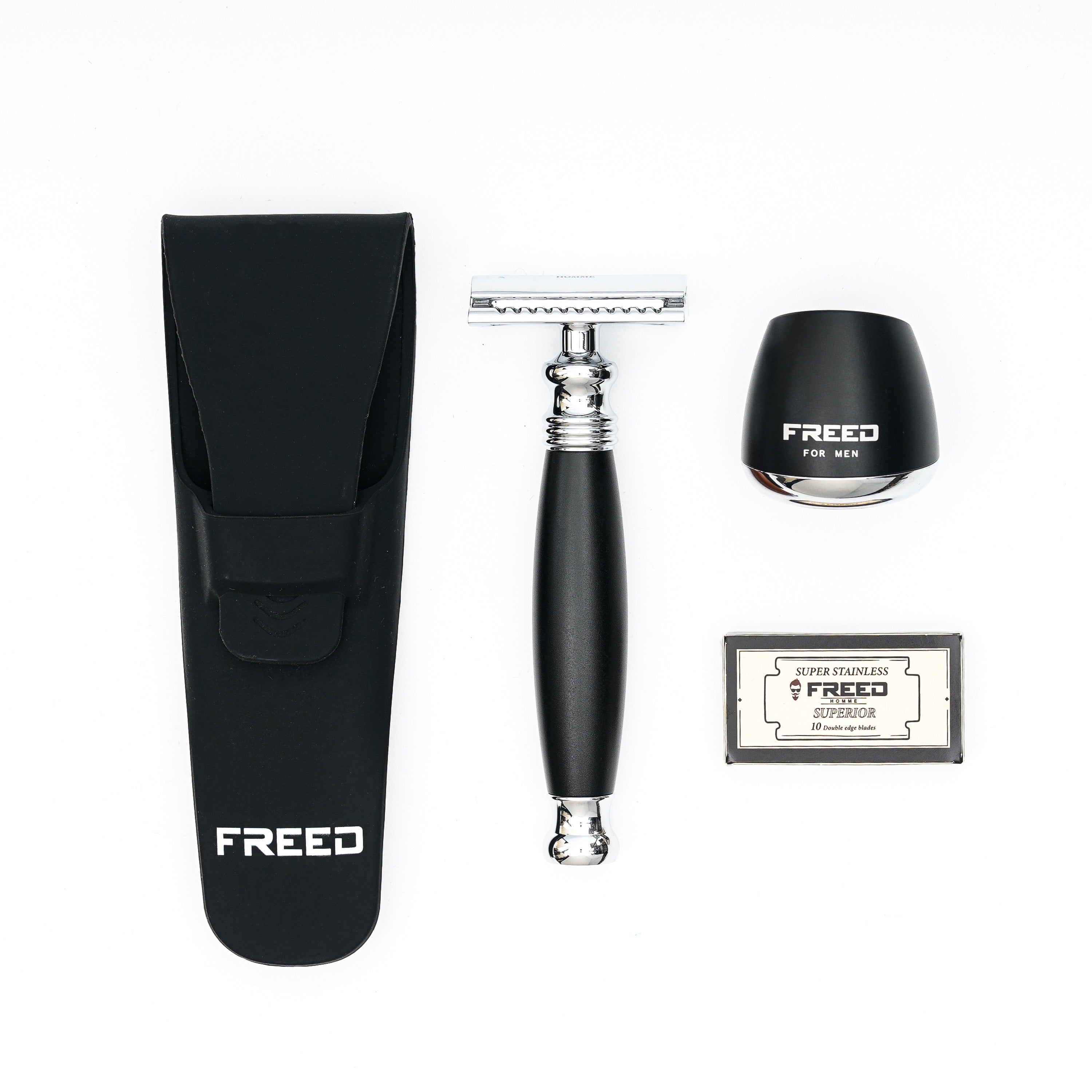 FREED Travel Four-Piece Safety Razor Gift Set - Black