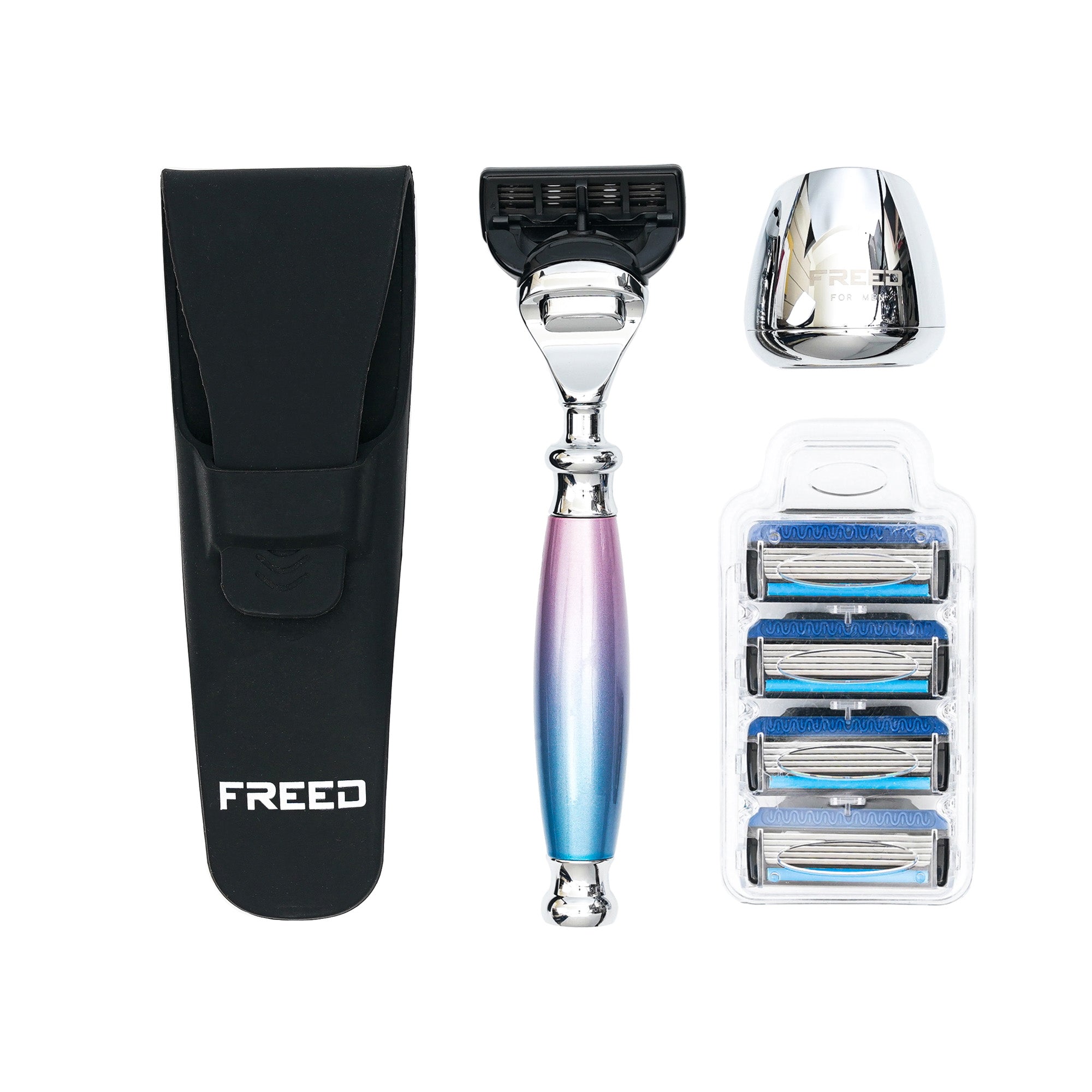 FREED FIVE-BLADE SAFETY RAZOR FOUR PIECES TRAVEL SET - Unicorn