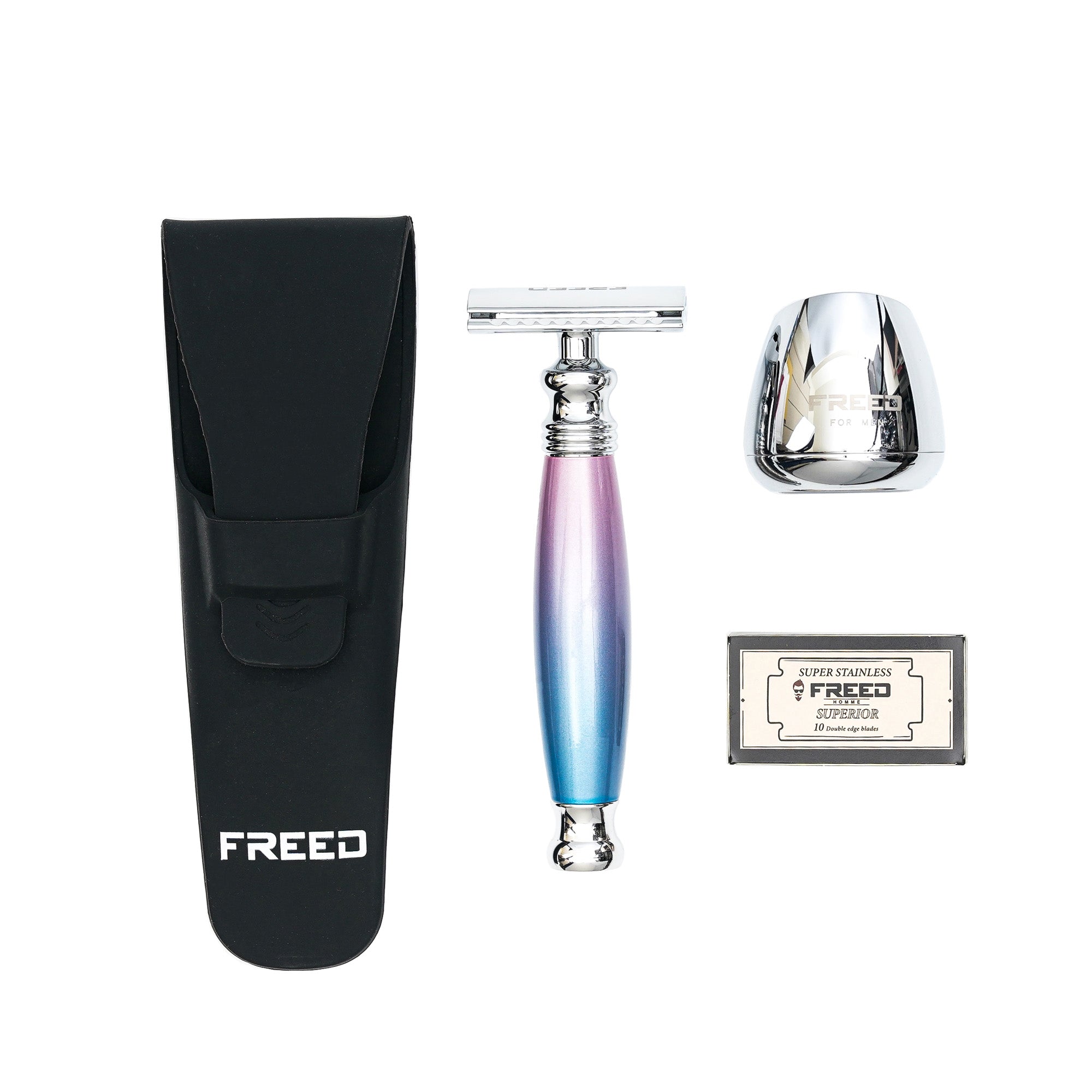 FREED TRAVEL FOUR-PIECE SAFETY RAZOR GIFT SET - Unicorn