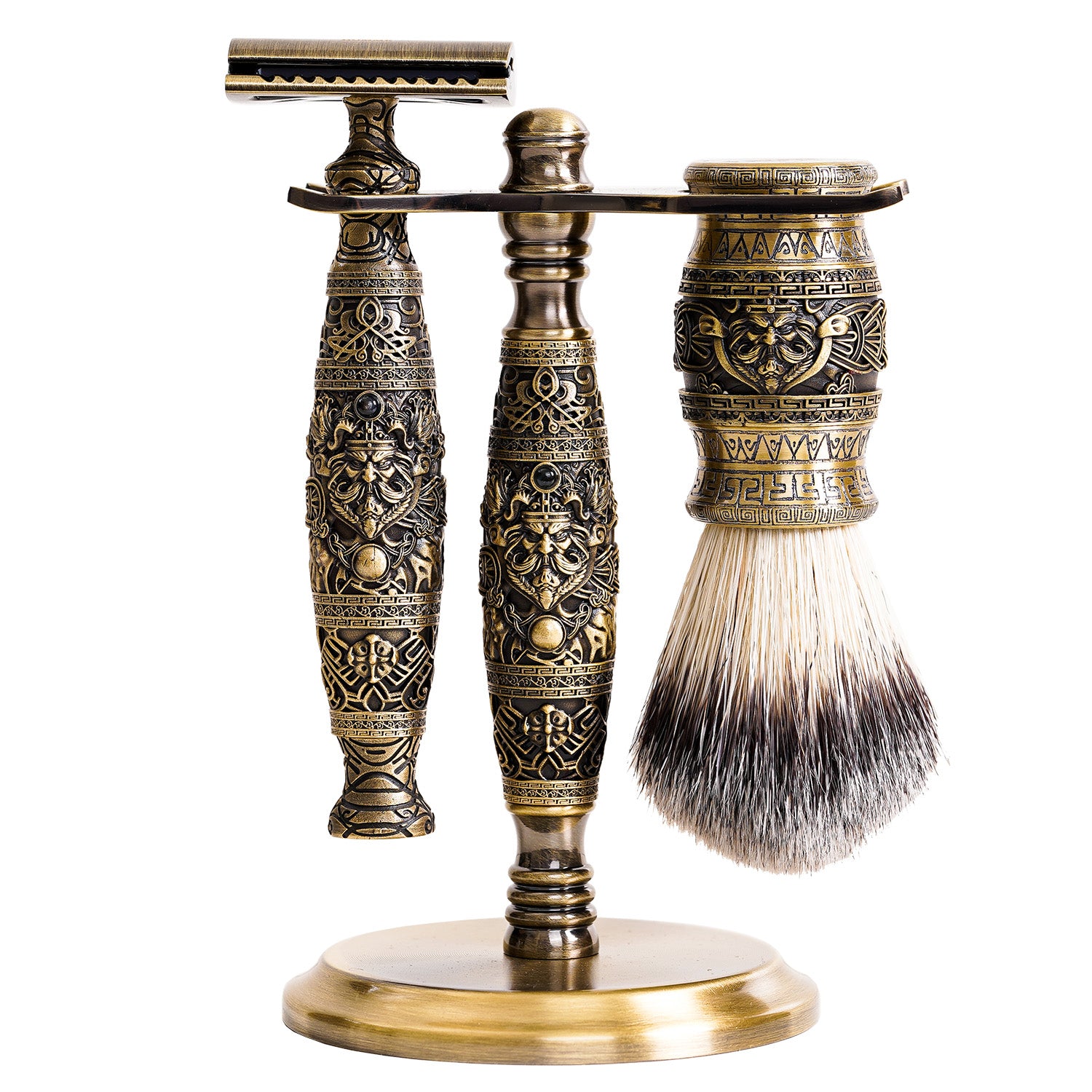 Odin：Double Edge Safety Razor,The Ultimate Tool with a Unique Design,Exquisite Engravings with Natural Blue Sapphires,Perfectly engraved handle using etching techniquehandle for the Best Grip.the pinnacle of craftsmanship,men gift set